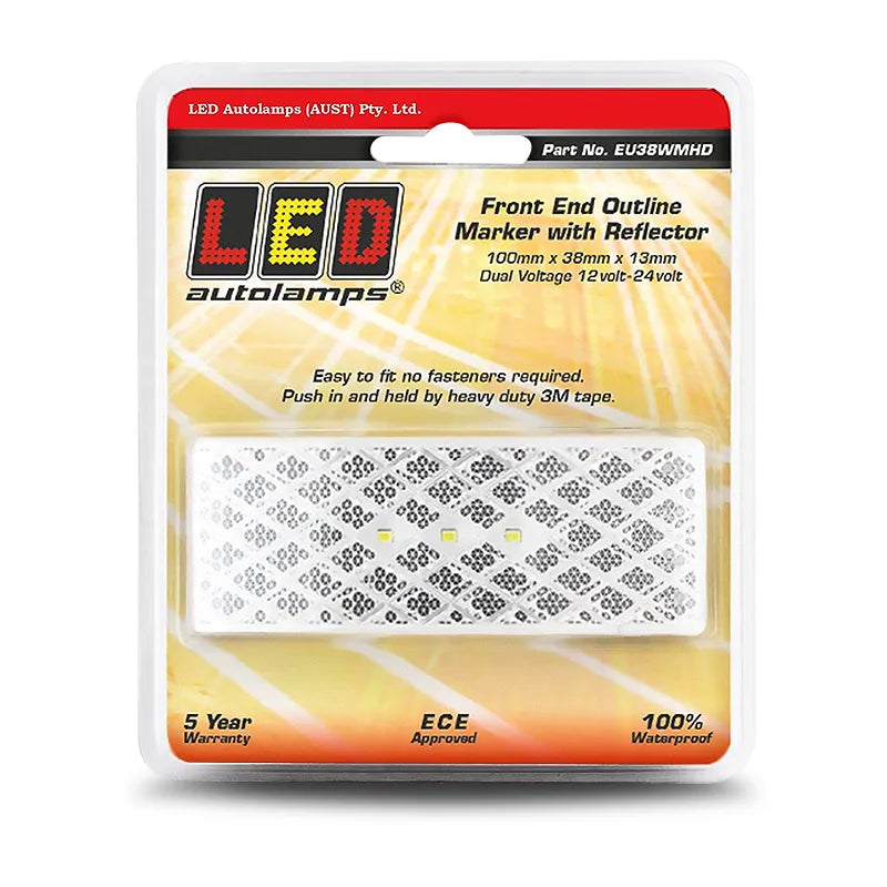 LED Autolamps EU38WMHD 12-24V Front Marker LED White With Reflector Perm Mount