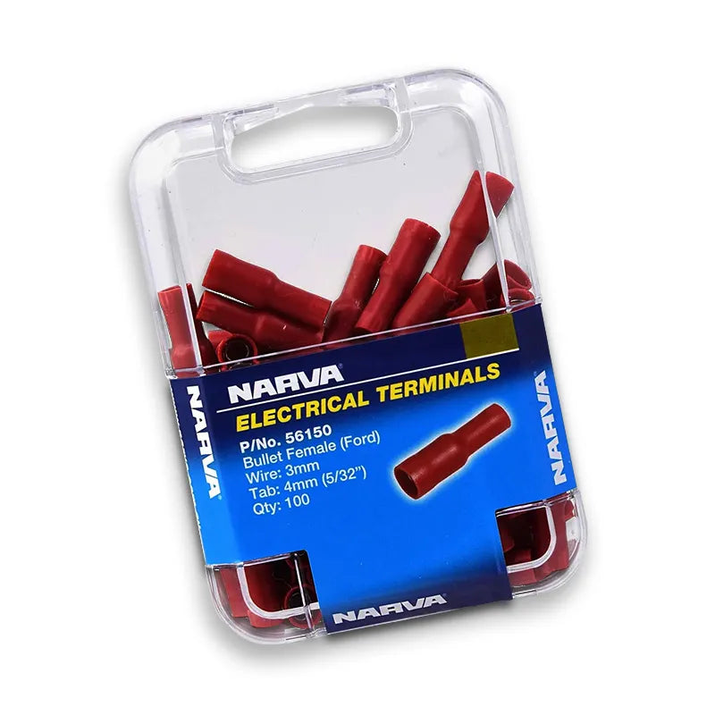 Narva 56150 4.0MM Female Bullet Terminal Red (100 Pack)