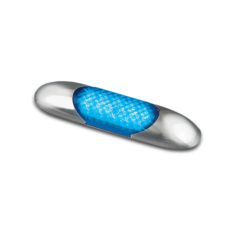 LED Autolamps 68B Interior LED Light 12v Blue Lens Chrome Housing 10cm Cable Blister Pack