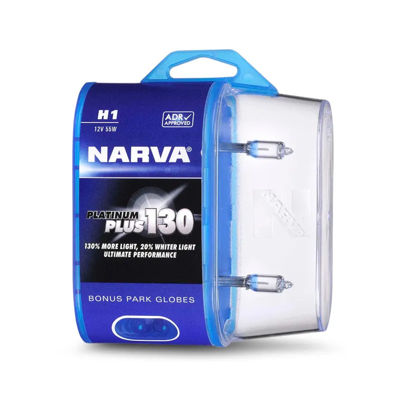 Narva 48540BL2 H1 12V 55W Platinum Plus 130 Halogen Headlight Globes - Twin Pack