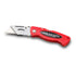 Red Car Builders utility knife with blade open, side view