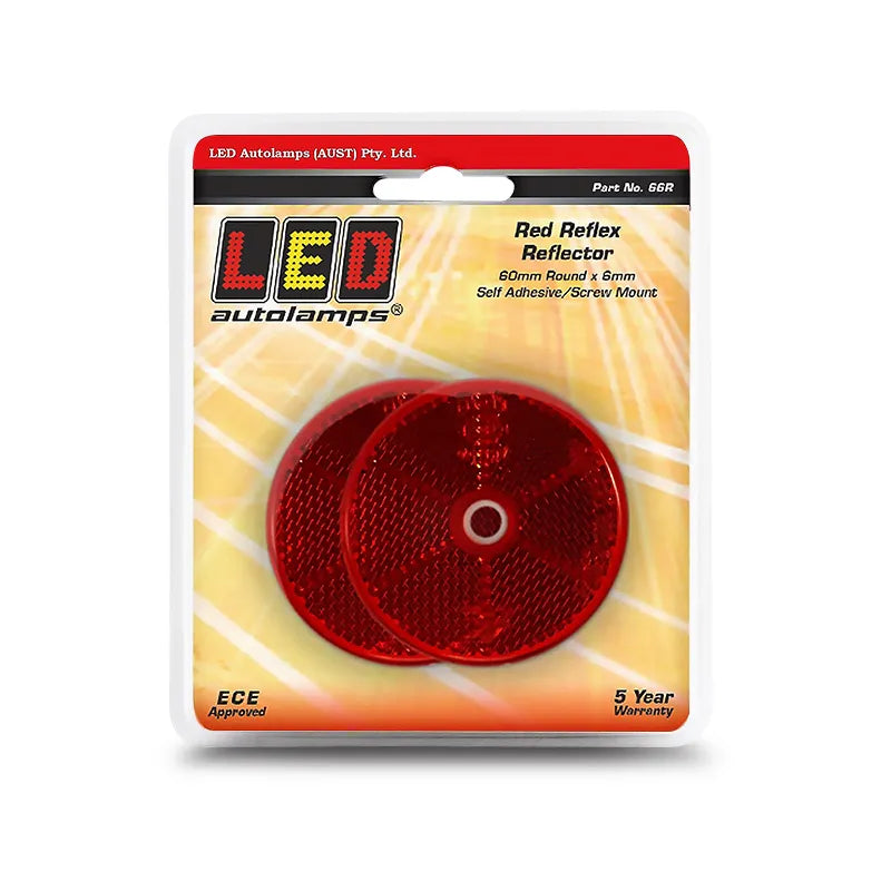 LED Autolamps 66R Twin Blister Red Round Reflector Ece App