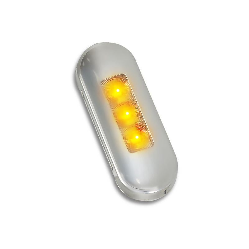 LED Autolamps 86AMB 12/24V Amber Marker Clear Lens Coloured LEDs Stainless Steel Bezel