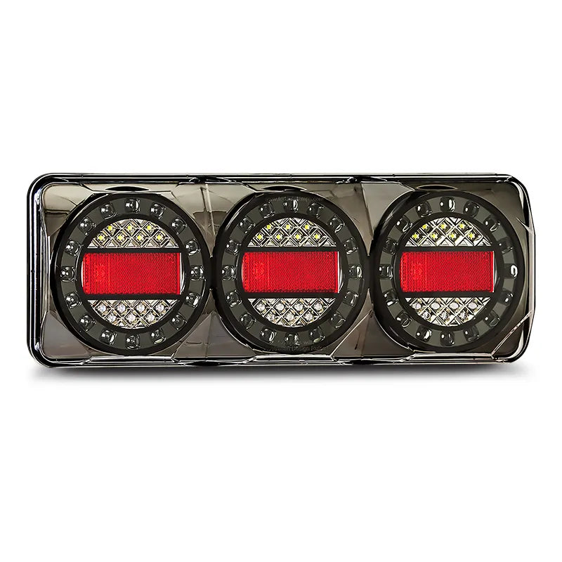 LED Autolamps MAXILAMPC3XR 12/24v Stop/Tail/Indicator/Reflector LED Black Chrome Housing Blister Pack