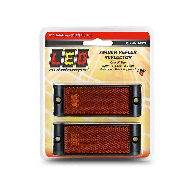 LED Autolamps 7035A Amber Reflector With Mounting Bracket Twin Blister Pack