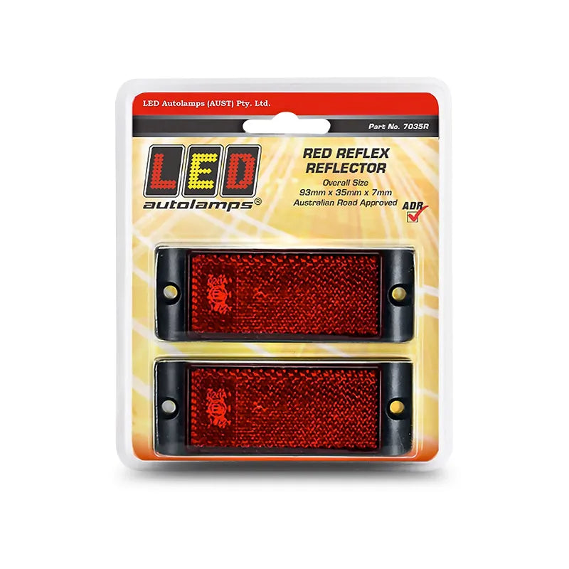 LED Autolamps 7035R Red Reflector With Mounting Bracket Twin Blister Pack