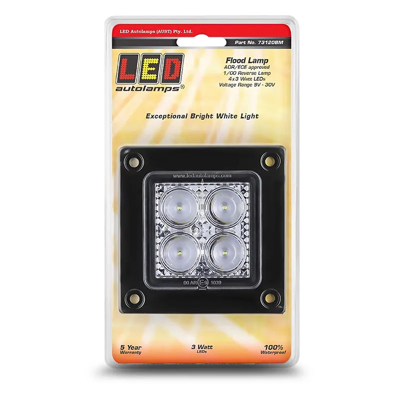 LED Autolamps 73120BM 9/30V Flood/Reverse Lamp Recessed Mount Black E. Coating