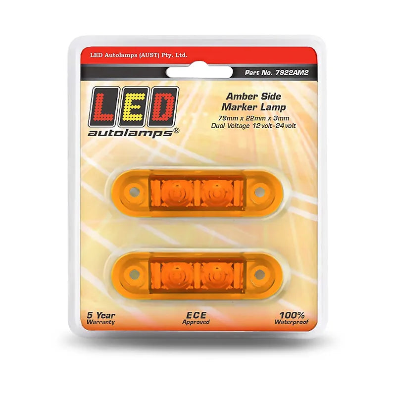 LED Autolamps 7922AM2 12/24V Amber Side Marker