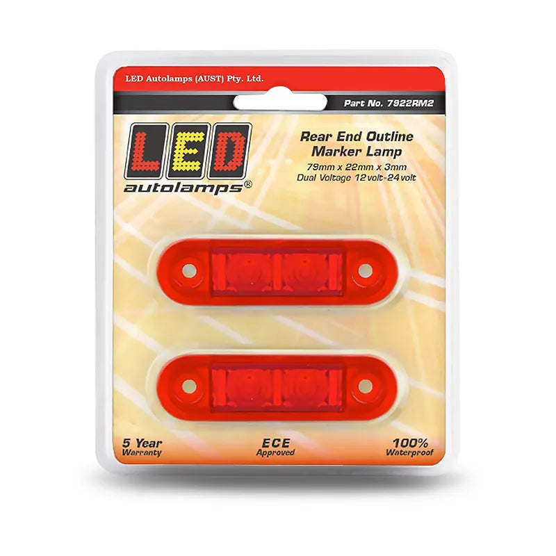 LED Autolamps 7922RM2 12/24V Red Side Marker