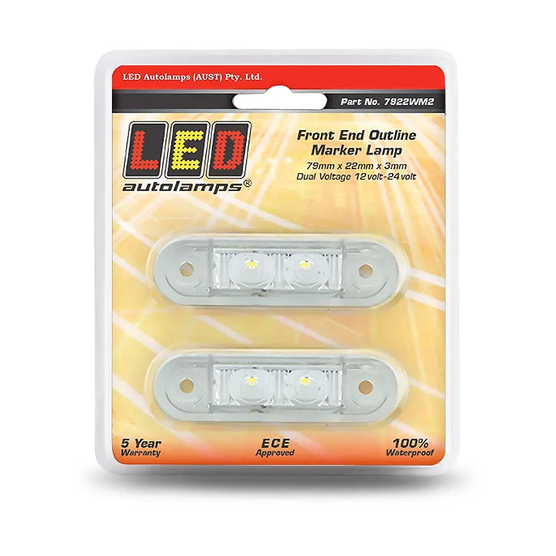 LED Autolamps 7922WM2 12/24V Front End Outline Marker Recessed Fitting Twin Blister