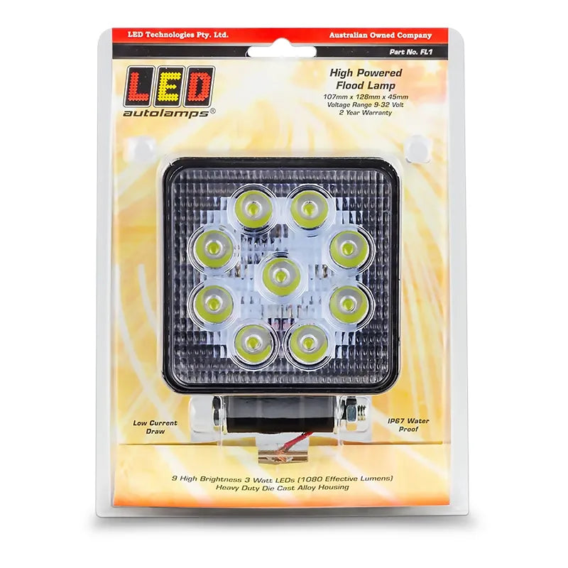 LED Autolamps FL1 9/32V Heavy Duty High Powered Square LED Flood Lamp