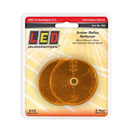 LED Autolamps 66A Twin Blister Amber Round Reflector Ece