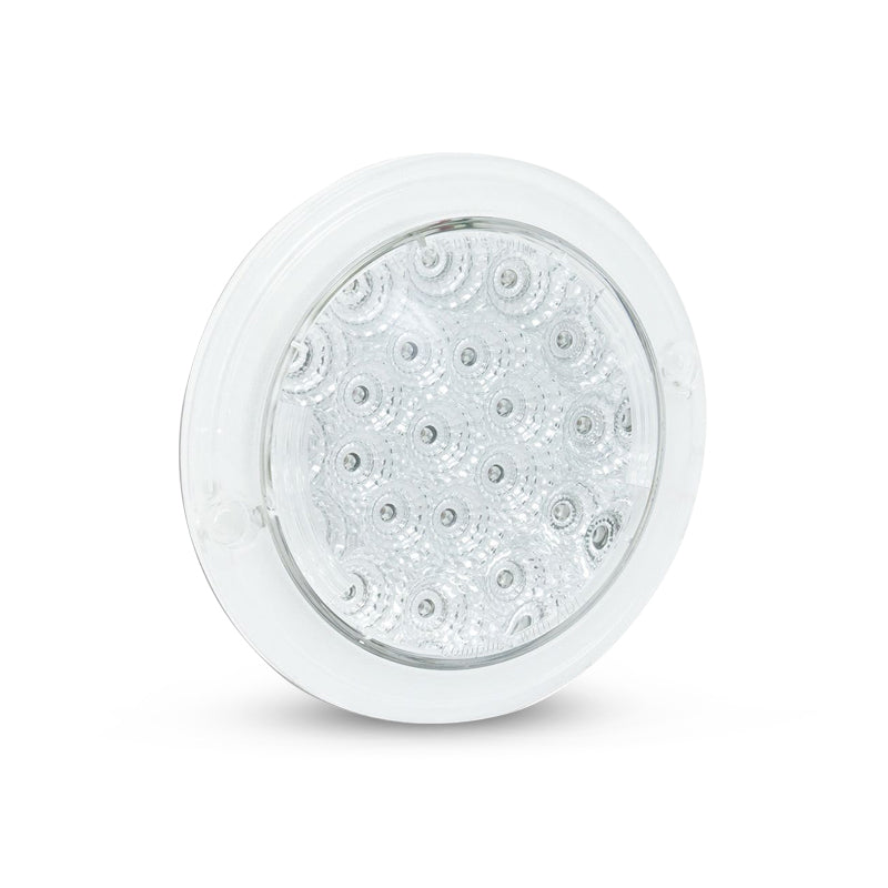 LED Autolamps 102RCM 12/24V Round Stop/Tail Lamp With Clear Lens 130mm Diameter Recessed Mount Blister Pack