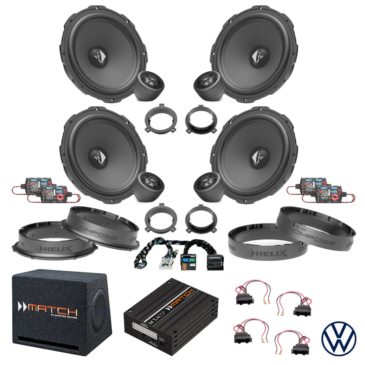 VW Tiguan - Speaker & Subwoofer DSP Amplified Package | HELIX Ci3