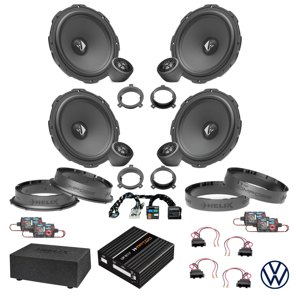 VW Tiguan - Speaker & Subwoofer DSP Amplified Package 2 | HELIX Ci3