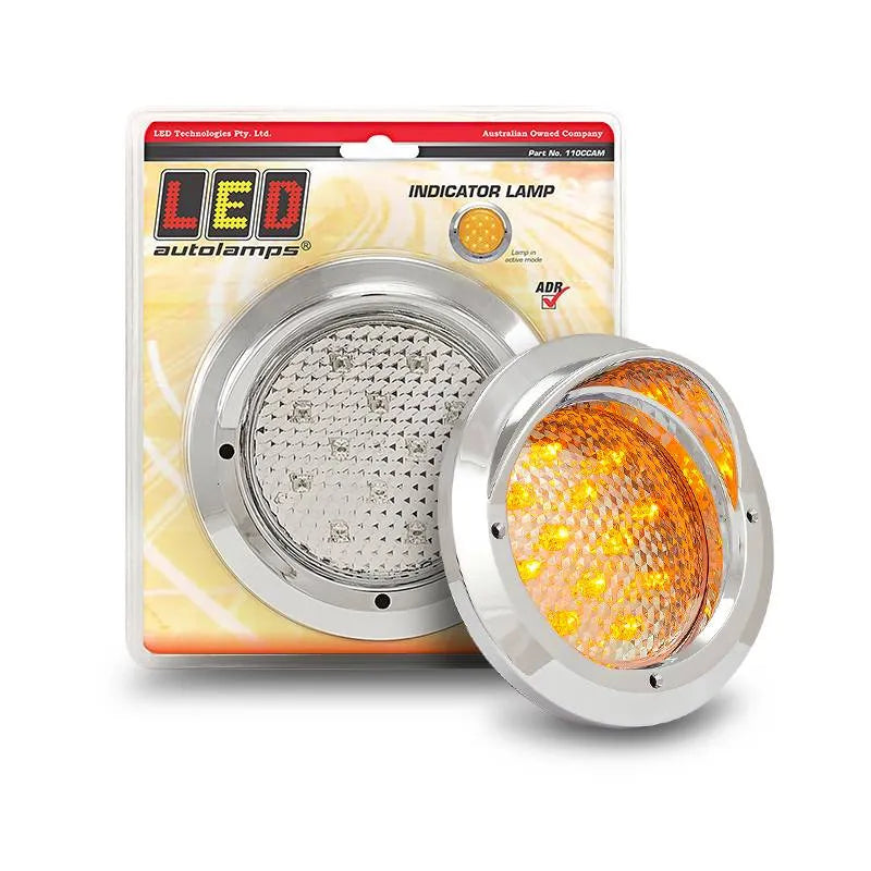 LED Autolamps 110CCAM 12/24V LED Indicator Round Chrome Series Blister Pack