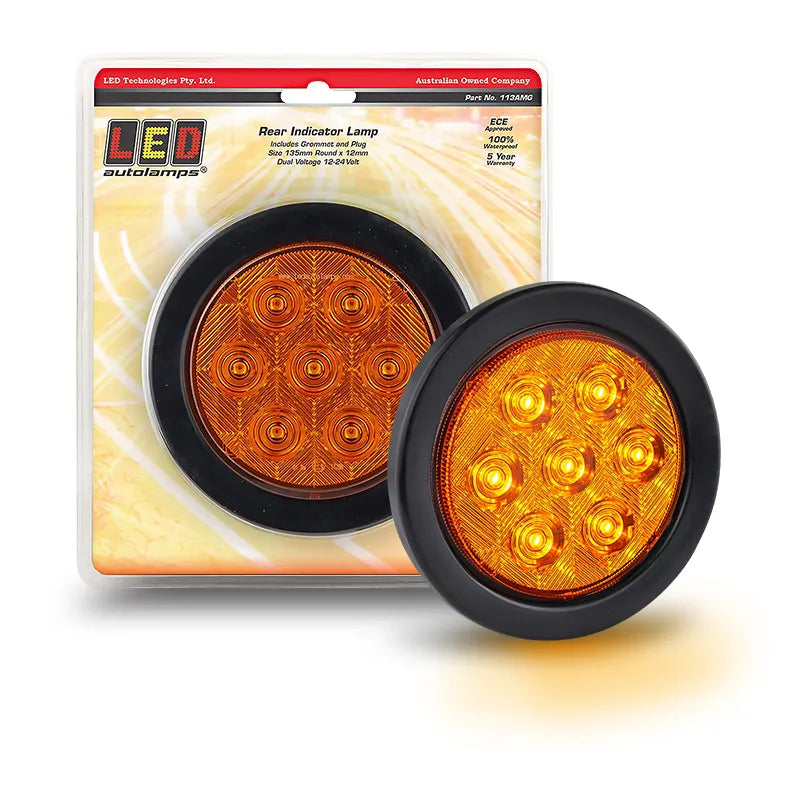 LED Autolamps 113AMG 12/24V Rear Indicator Light With Amber Lens Blister Pack