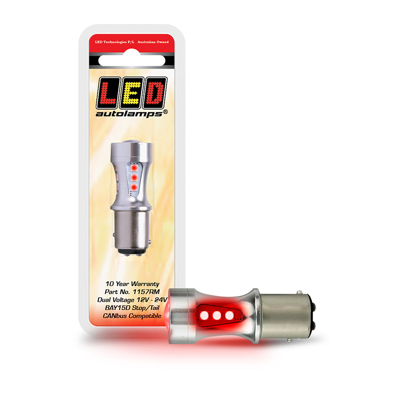 LED Autolamps 1157RM Bayonet Globes Blister Single