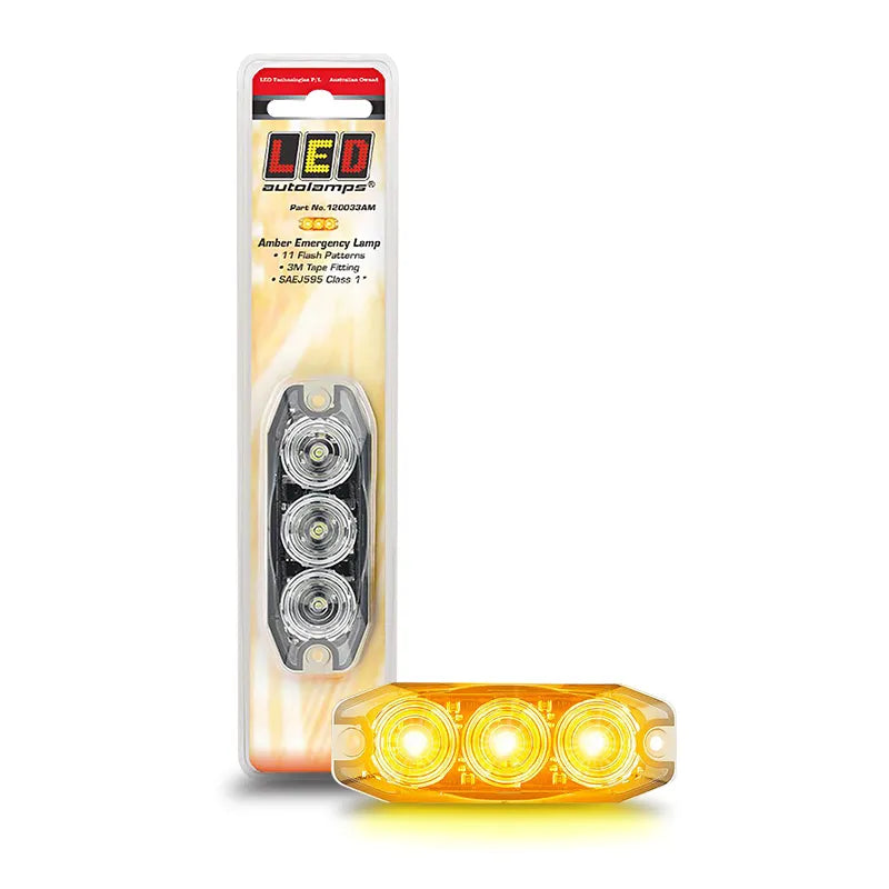 LED Autolamps 120033AM 12/24V LED Amber Emergency Lamp With Flash Patterns