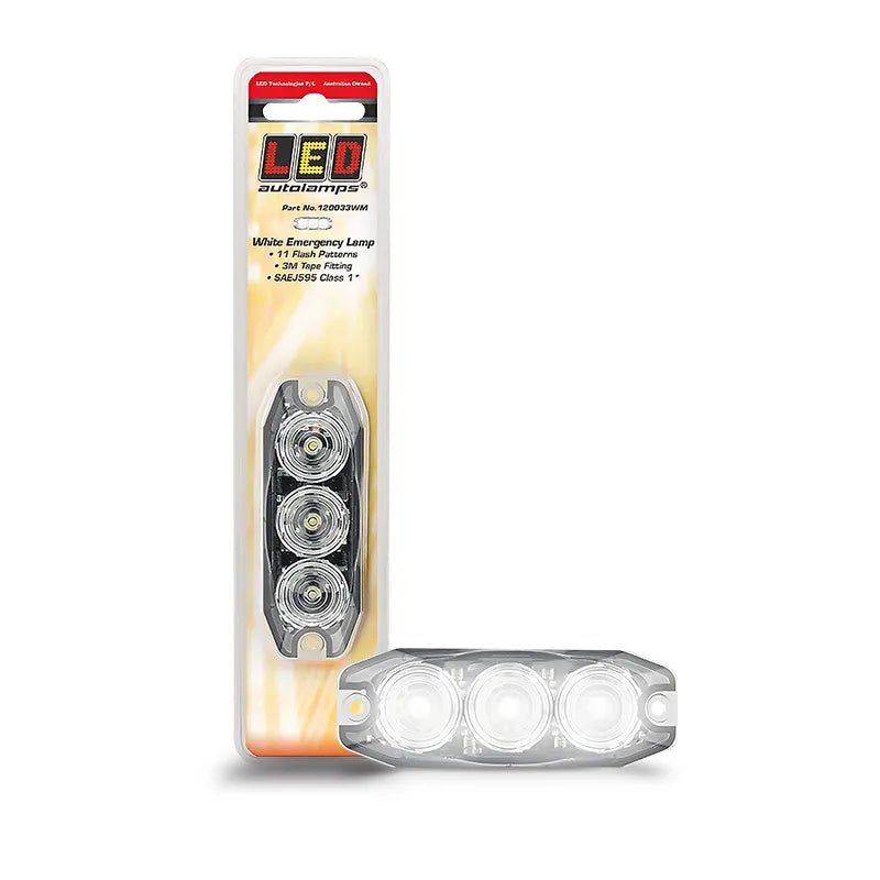 LED Autolamps 120033WM 12/24V White Emergency Lamp Flash Patterns With Sync Wire