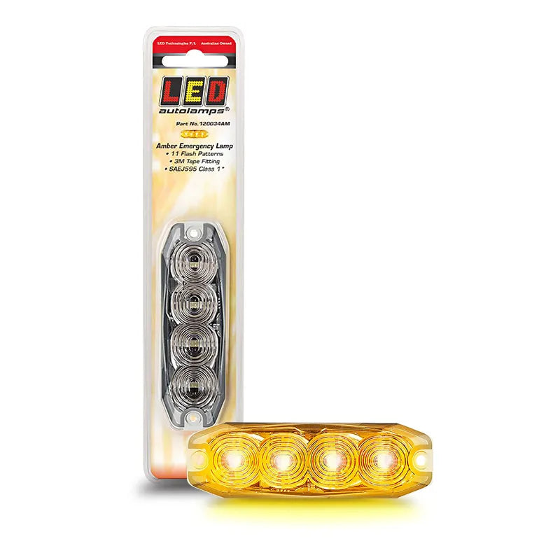 LED Autolamps 120034AM Amber Emergency Lamp, 11 Flash Patterns