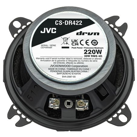 JVC CS-DR422 4 Inch 2-Way Car Speakers 220W Peak 30W RMS Pair