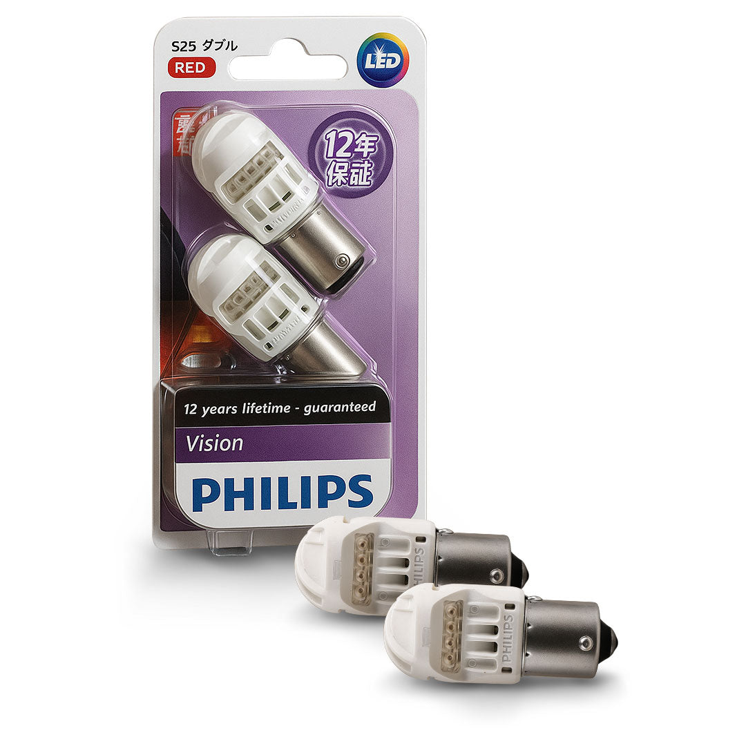 Philips 12839REDB2 LED Tail Light Bulbs Bayonet 12V Red – 2 Pack | Brake & Rear Lamp
