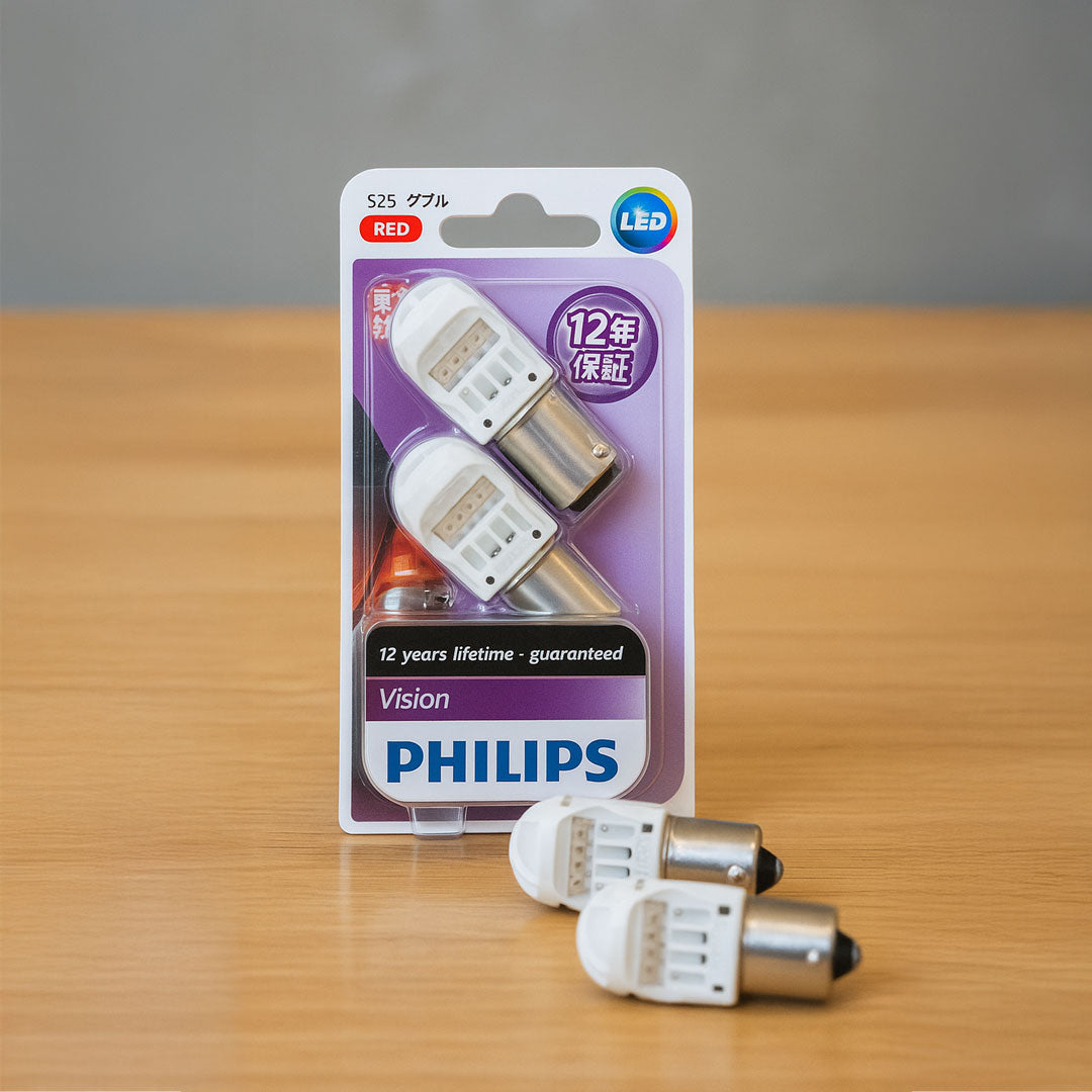 Philips 12839REDB2 LED Tail Light Bulbs Bayonet 12V Red – 2 Pack | Brake & Rear Lamp