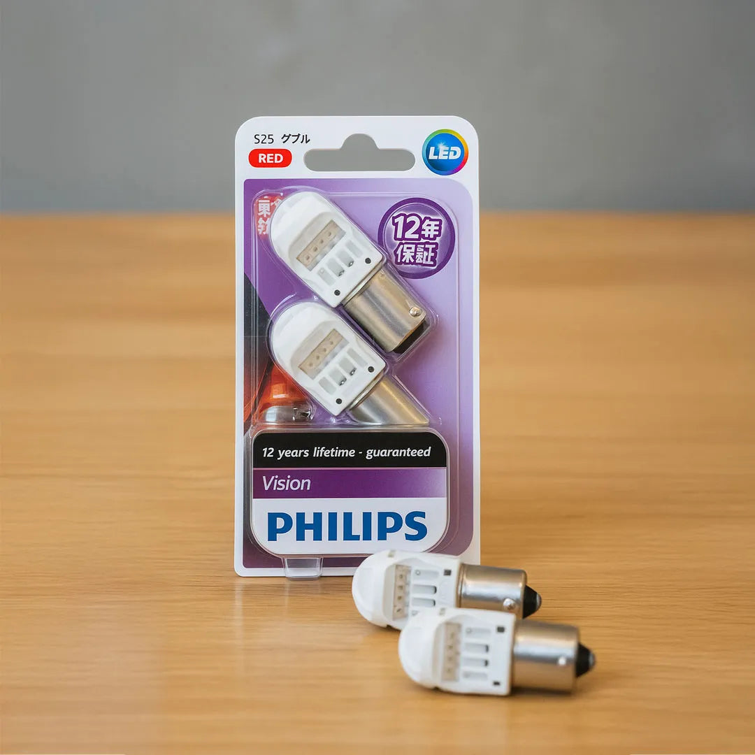 Philips 12839REDB2 LED Tail Light Bulbs Bayonet 12V Red – 2 Pack | Brake & Rear Lamp