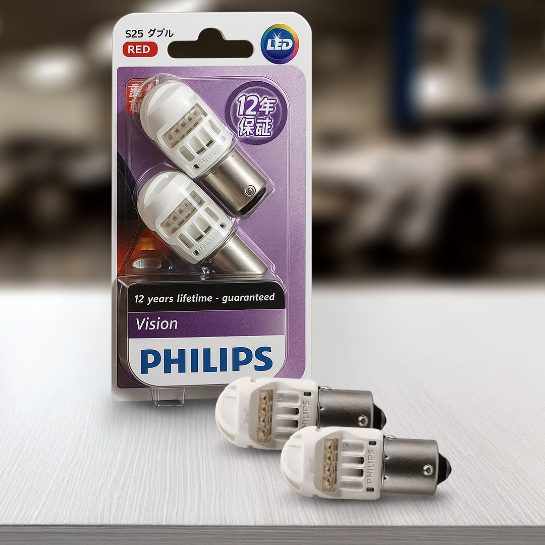Philips 12839REDB2 LED Tail Light Bulbs Bayonet 12V Red – 2 Pack | Brake & Rear Lamp
