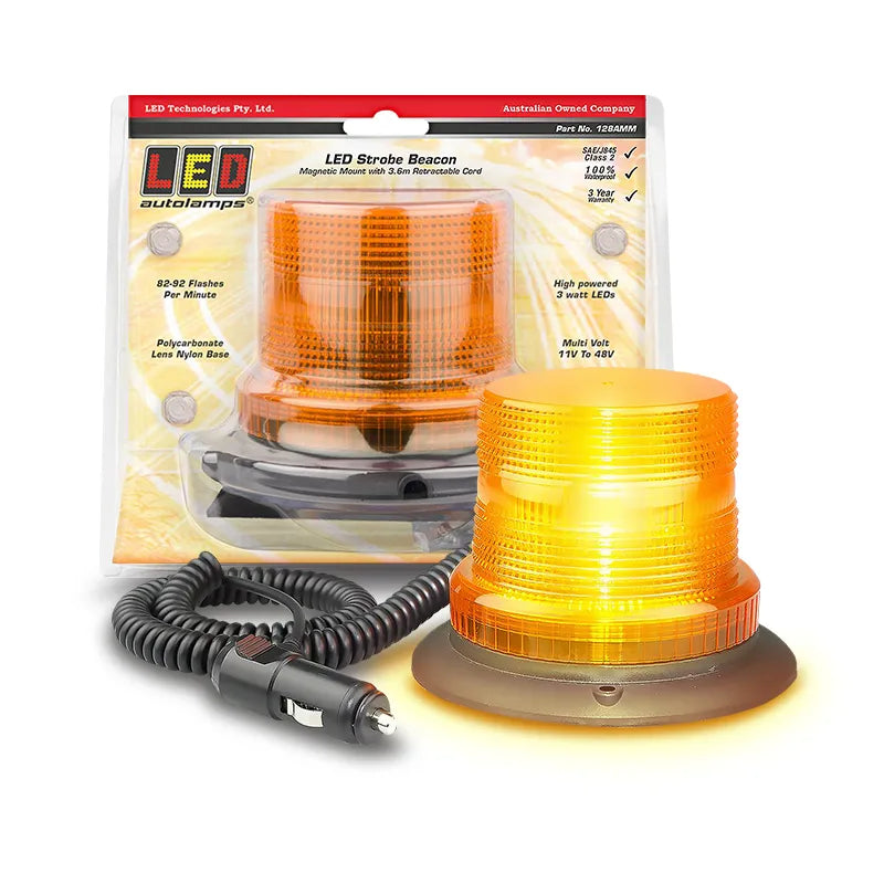 LED Autolamps 128AMM Amber Strobe Beacon Magnetic Mount