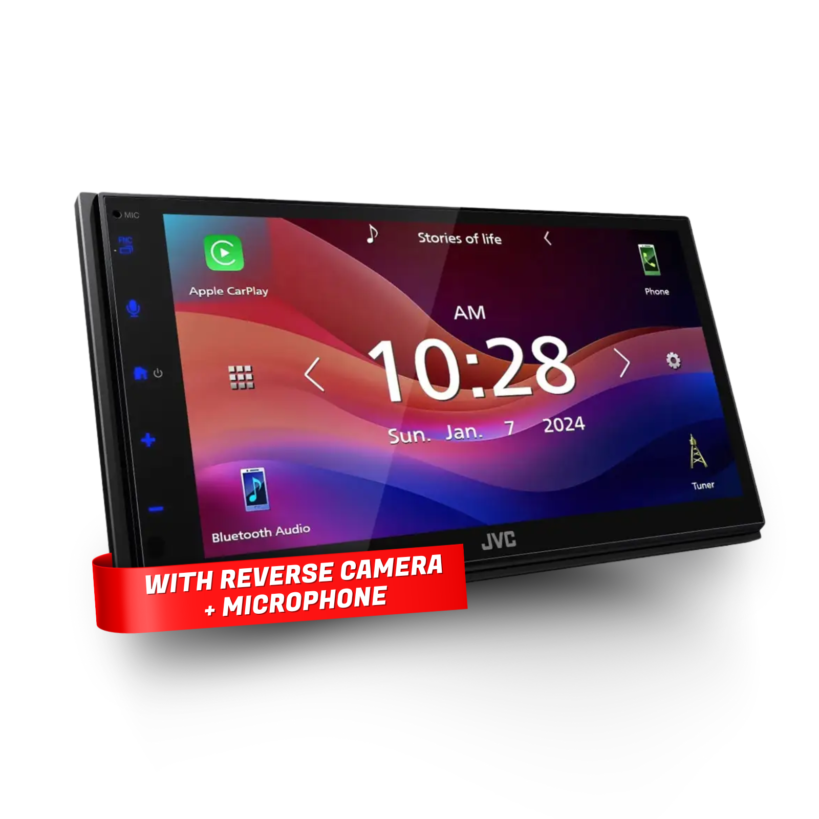 JVC KW-M690BW 6.8" Head Unit Capacitive Touch Monitor Apple CarPlay/Android Auto Wireless Mirroring Digital Media Receiver with Reverse Camera & Microphone