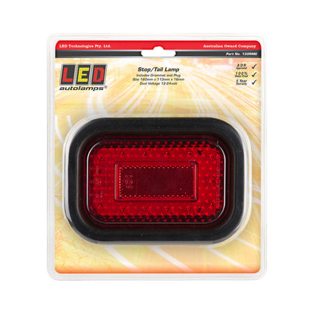 LED Autolamps 130RMG 12/24V Stop/Tail Lamp With Reflector 14 LEDs Blister Package