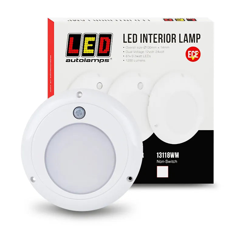 LED Autolamps 13118WM-PIR Large Round Interior/Exterior Lamp PIR
