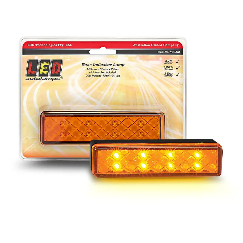 LED Autolamps 135AM MultiVolt Rear Indicator Lamp 8Square LED Blister Black Base