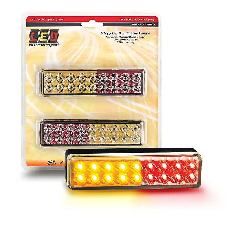 LED Autolamps 135ARM/2 Multi Volt Stop/Tail/Indicator 18 Square LED Twin Blister