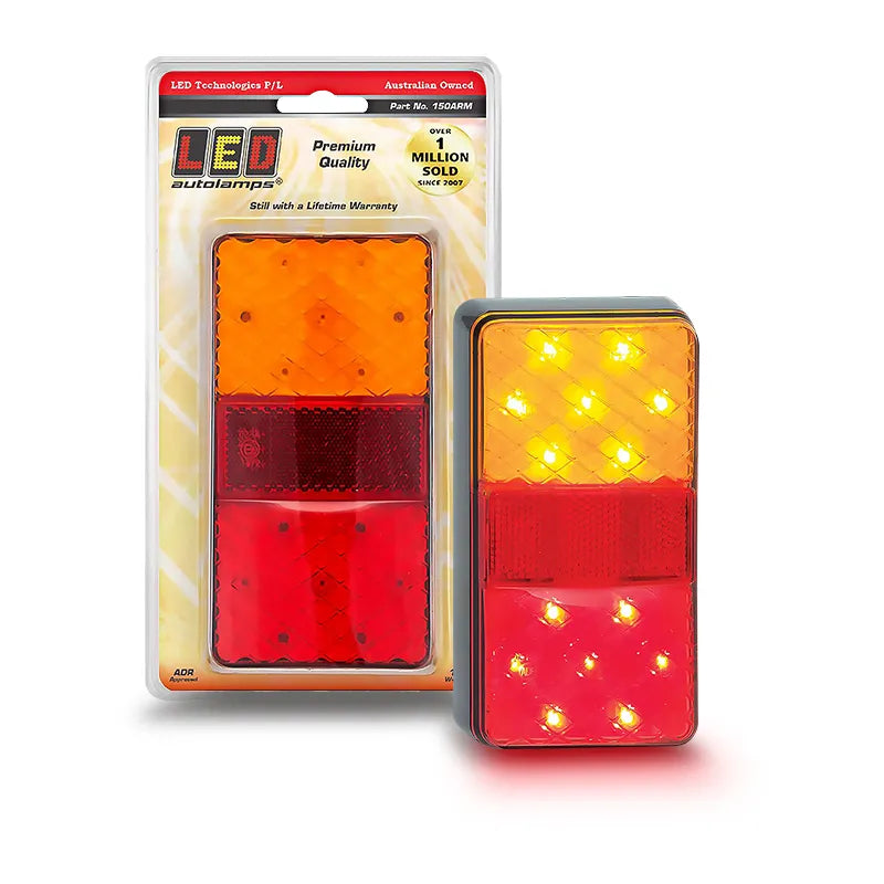 LED Autolamps 150ARM 12/24V LED Stop/Tail/Indicator Lamp Reflex Reflector Blister Pack 1 Pce