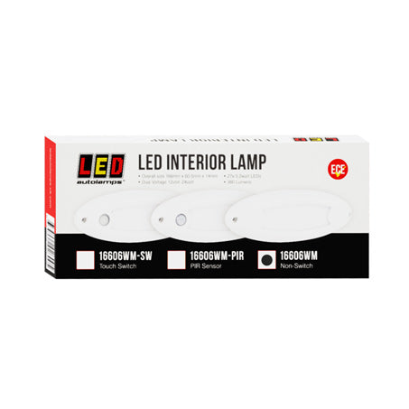 LED Autolamps 16606WM-PIR Oval LED Interior/Exterior Lamp 10-30V with White Housing & PIR Sensor