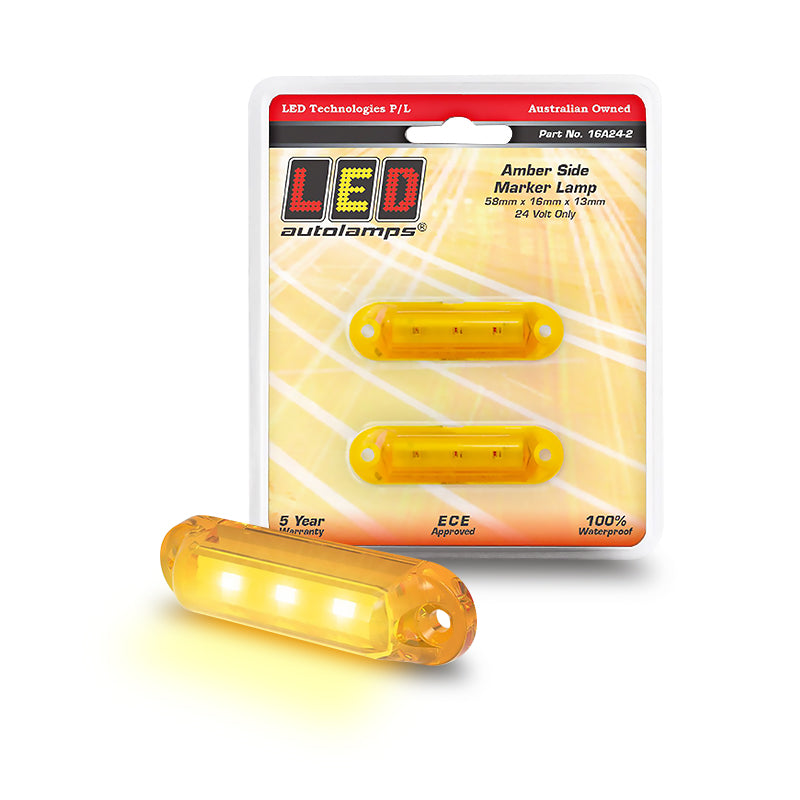 LED Autolamps 16A12-2 12V Side Marker Lamp Super Small Design Twin Blister