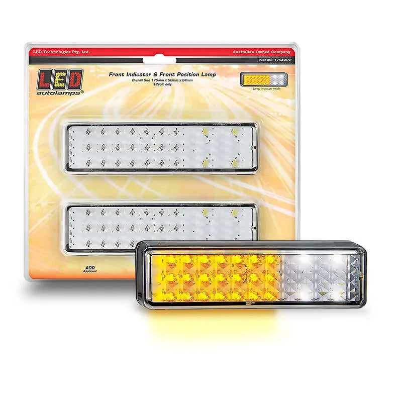 LED Autolamps 175AW/2 Front Indicator/Position LED Light Clear Lens 12v Twin Blister Pack