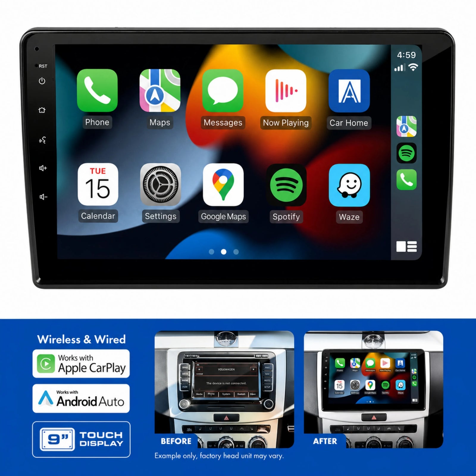 AERPRO AMAVW12 9-Inch Multimedia Receiver Head Unit Upgrade Kit for Volkswagen 2006-2015