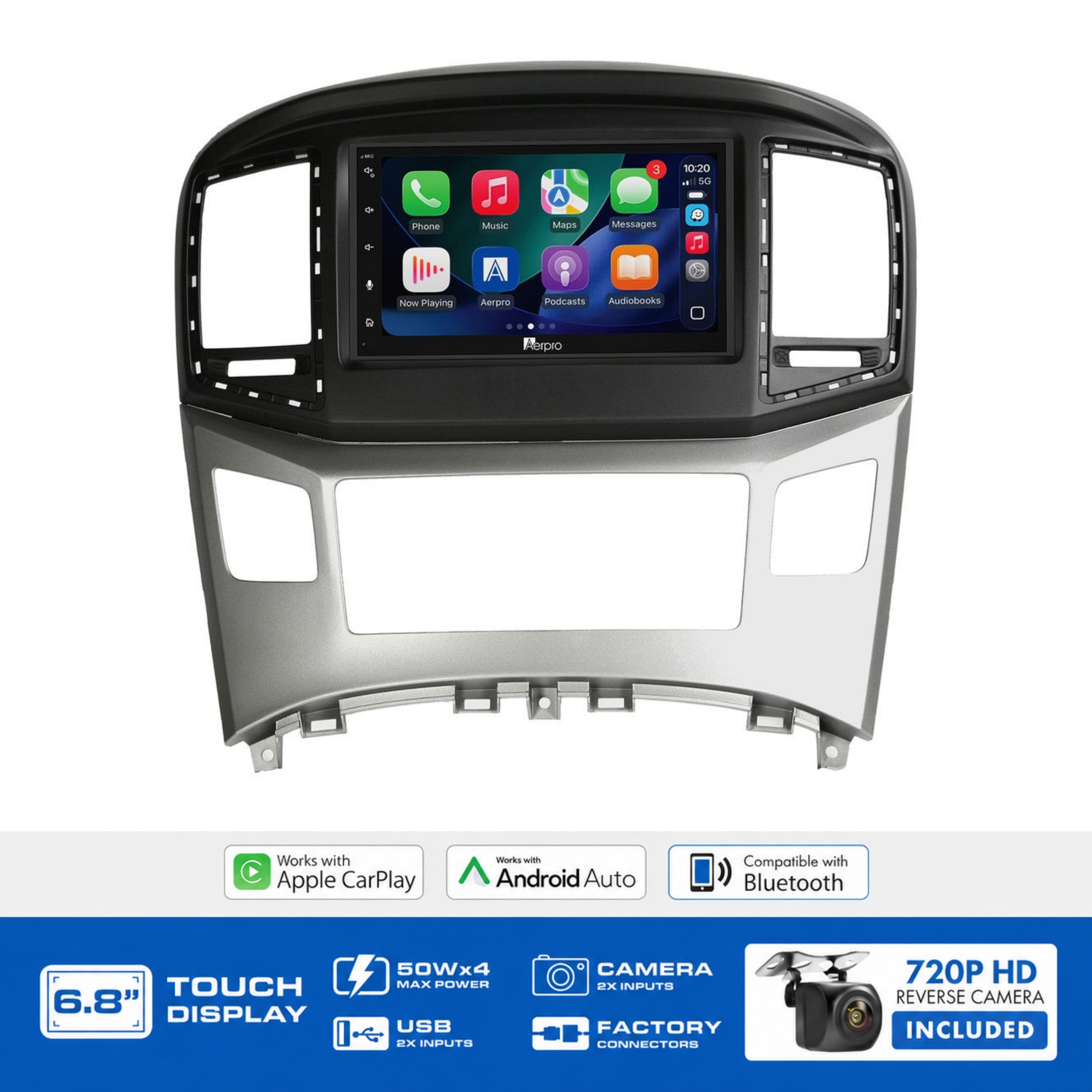 Aerpro AX8247K 6.8" Head Unit Kit Hyundai iLoad iMax Black and Silver