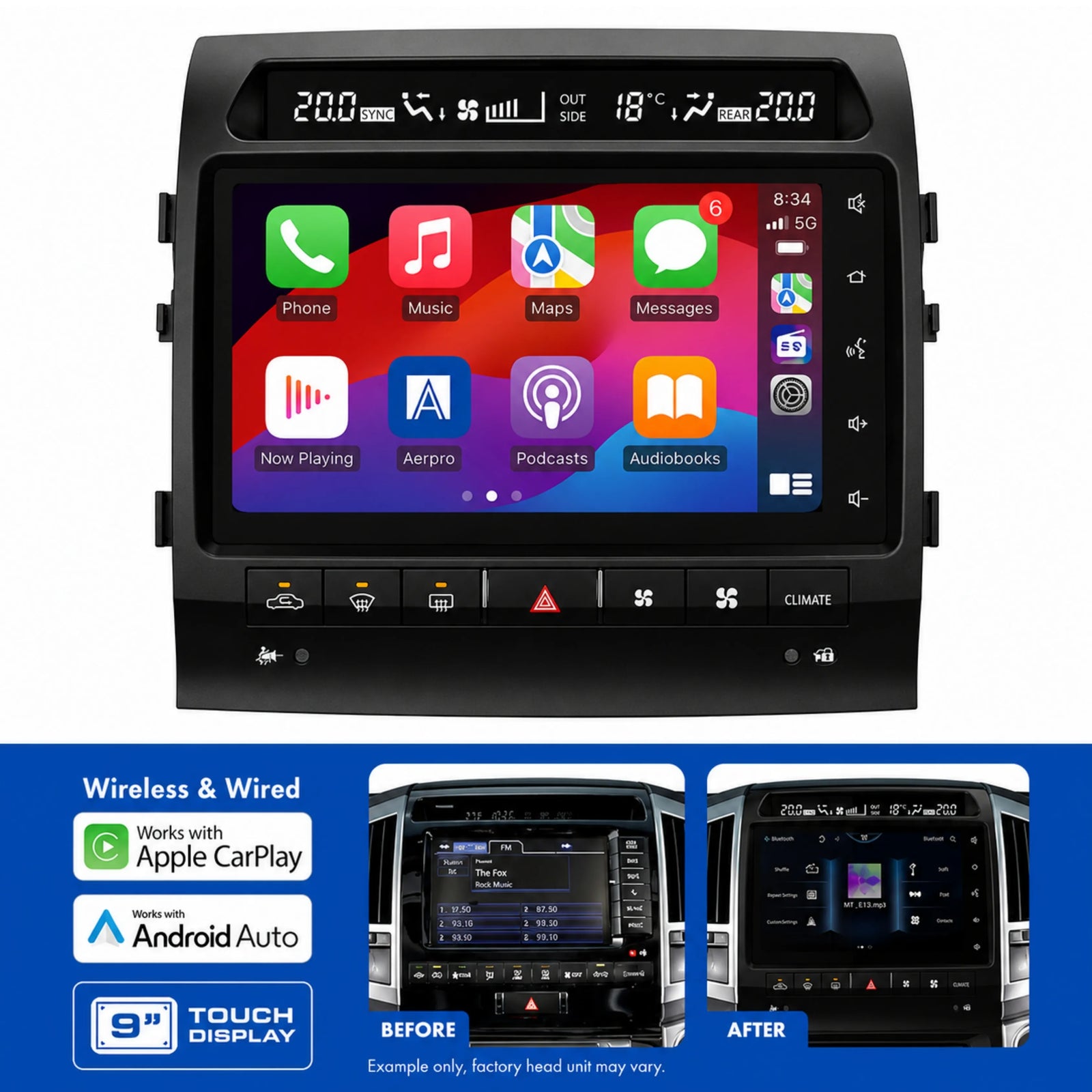 Aerpro AMUTO51B Toyota LandCruiser 200 Series Sahara 2010-2011 9 Inch Advanced Infotainment System