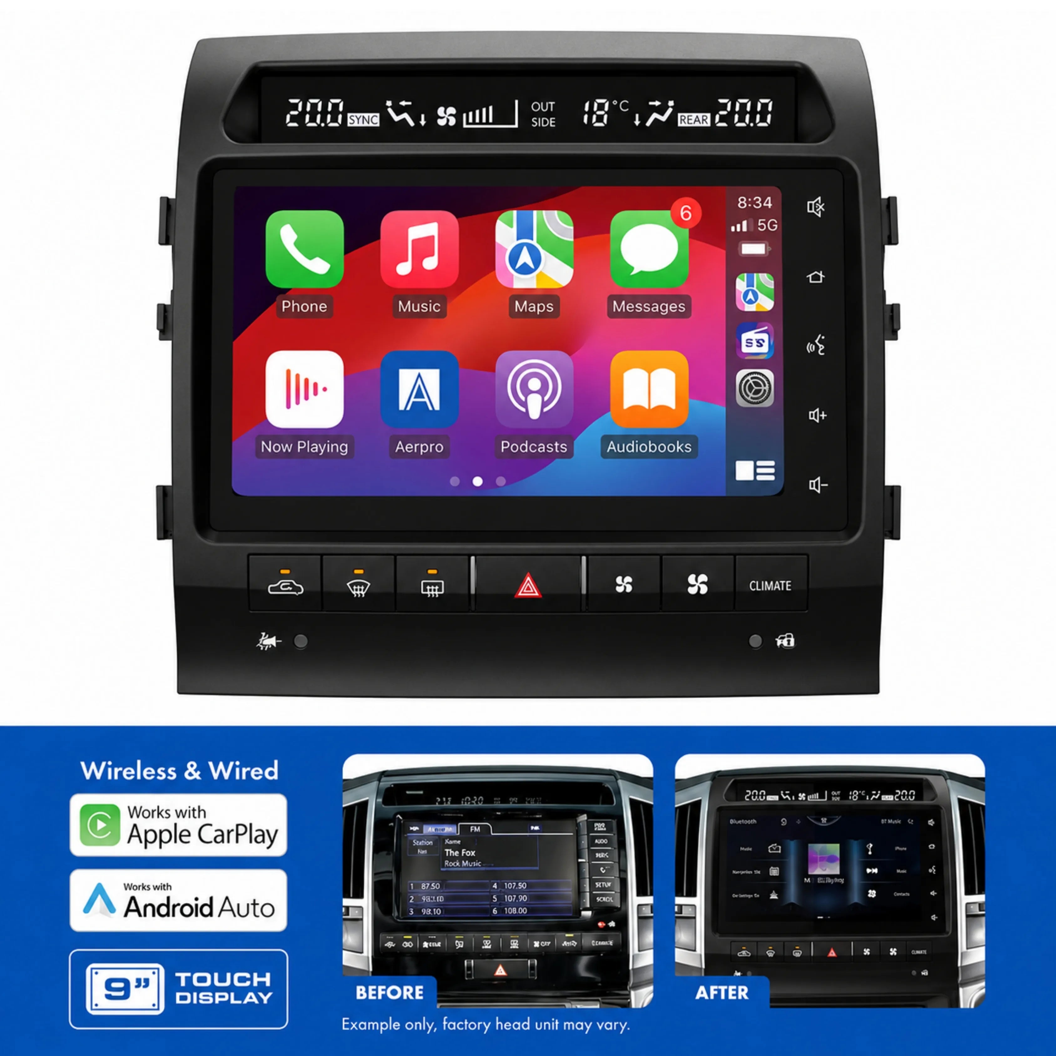Aerpro AMUTO52 Toyota LandCruiser 200 Series Sahara 2012-2015 9 Inch Advanced Infotainment System