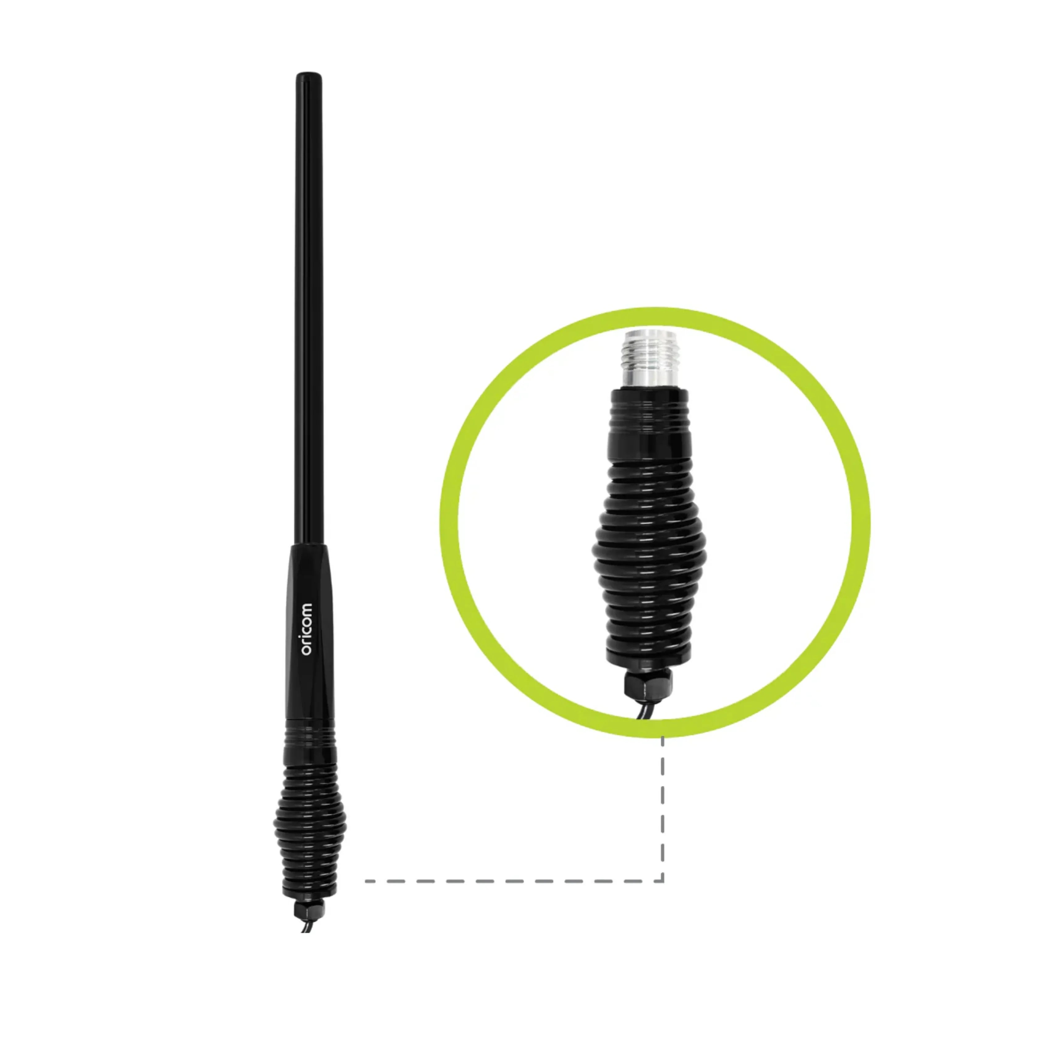 Oricom ANU916 3dBi UHF CB Antenna with Detachable Fiberglass Whip and Heavy Duty Barrel Spring