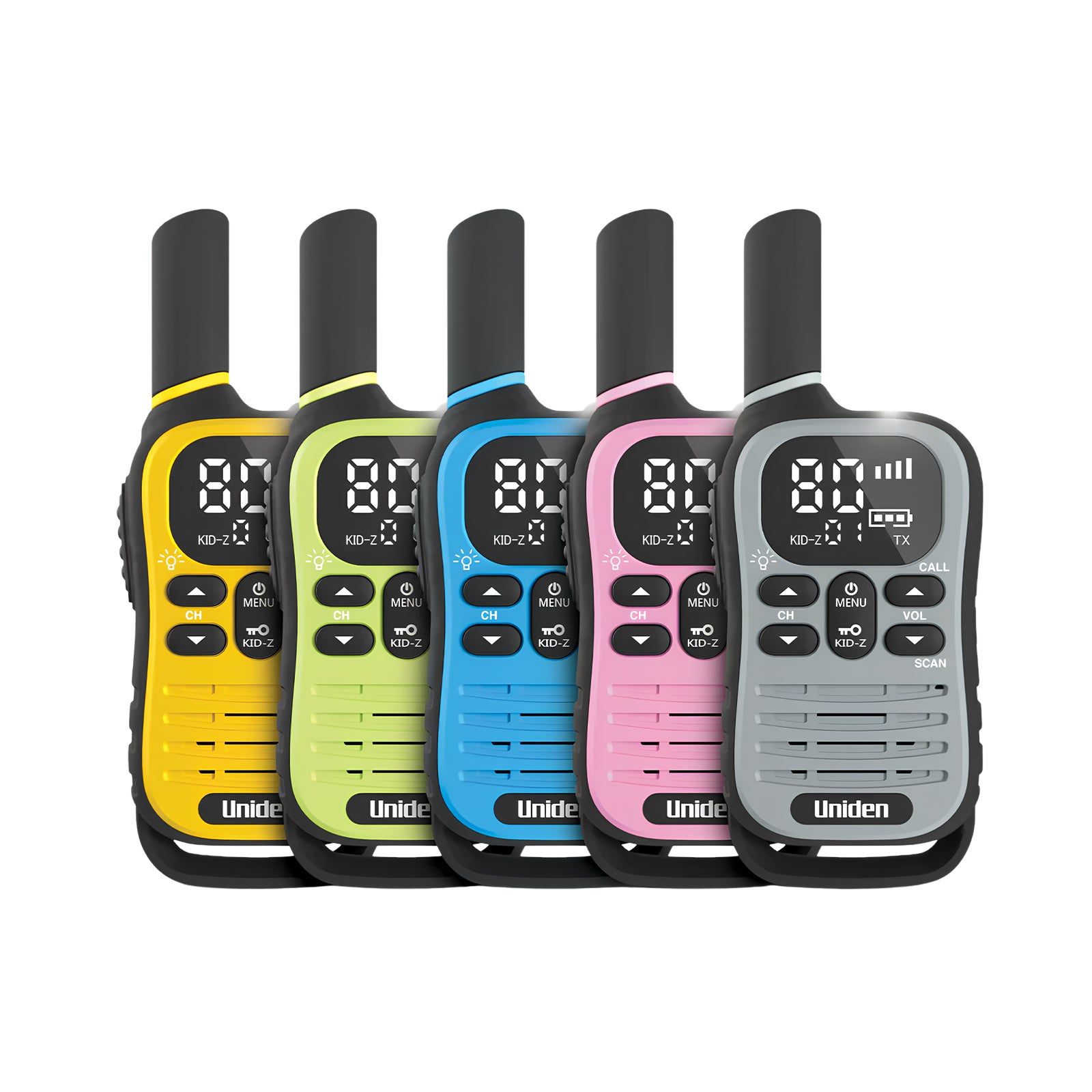 UNIDEN UH45-5 MAX - Ultra-Compact UHF Radio Five Pack with Kid-Zone Plus and USB-C Charging