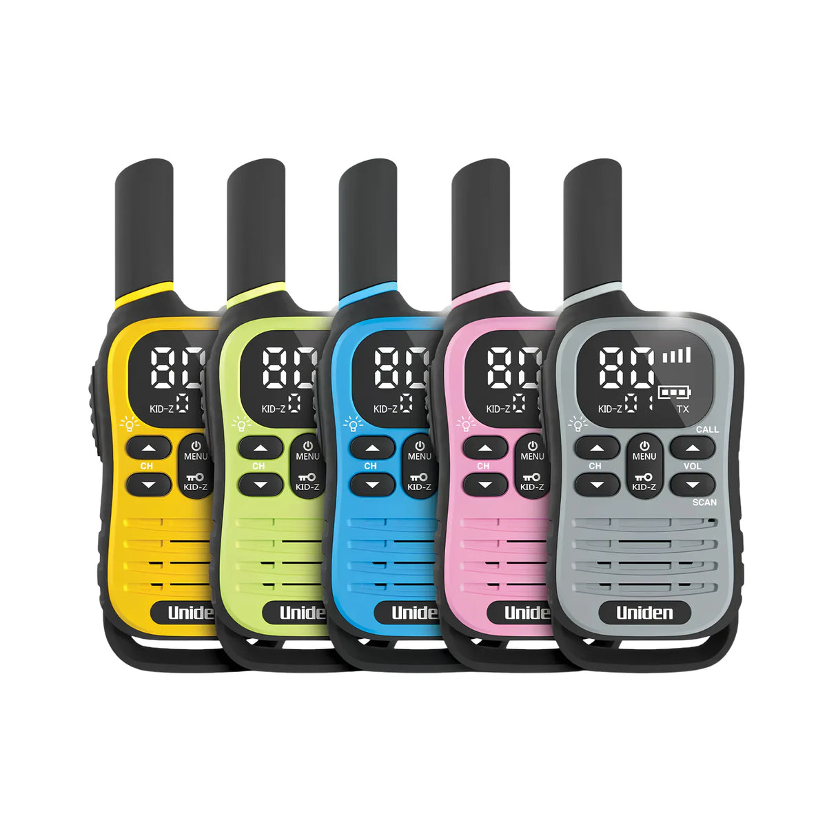 UNIDEN UH45-5 MAX - Ultra-Compact UHF Radio Five Pack with Kid-Zone Plus and USB-C Charging