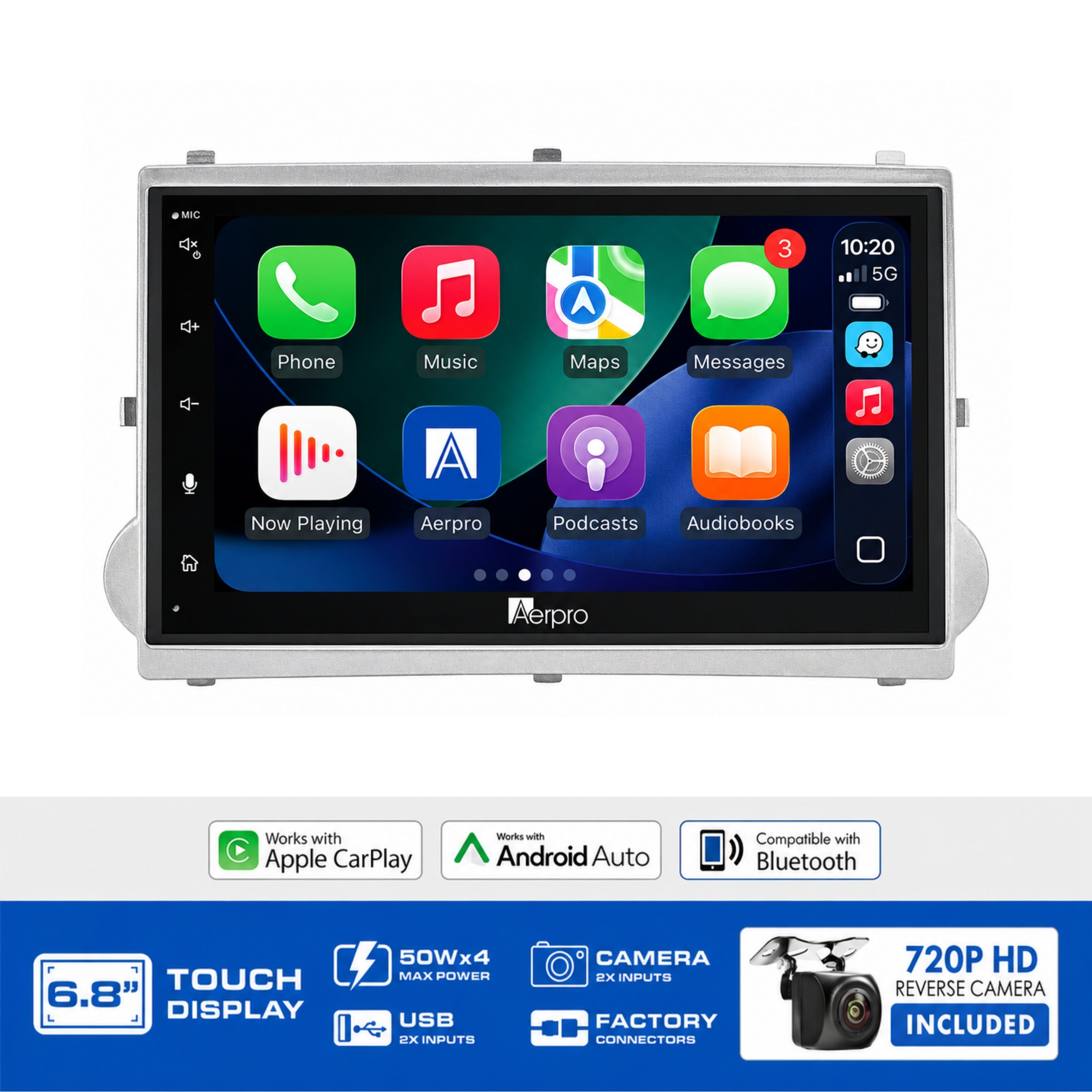 Aerpro AX7320GK 6.8" Head Unit Kit Hyundai iLoad iMax Silver