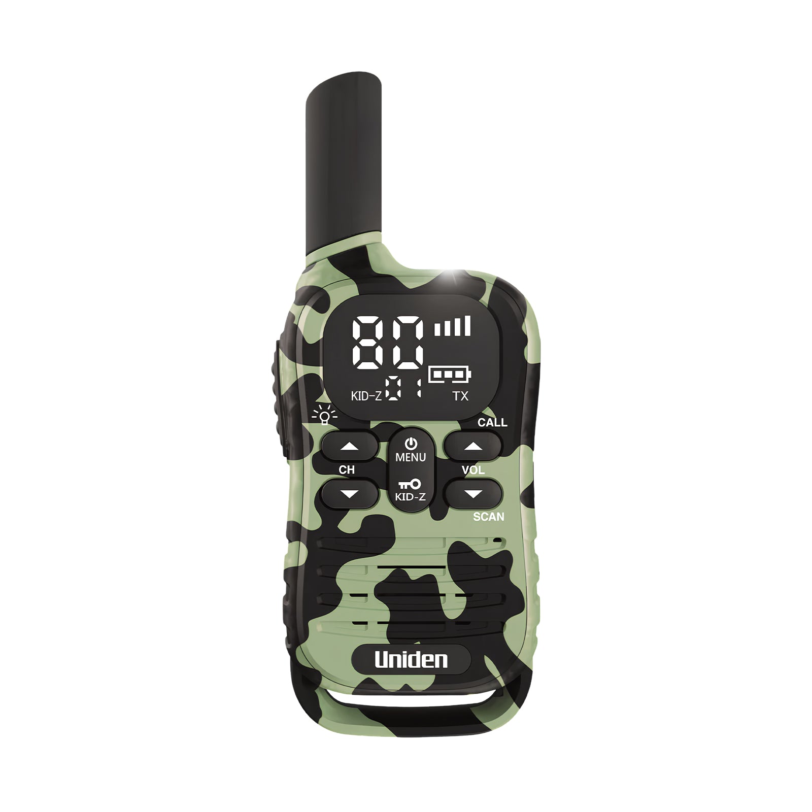 UNIDEN UH45CG MAX - Ultra-Compact UHF Radio in Camouflage Green with Kid-Zone Plus and USB-C Charging