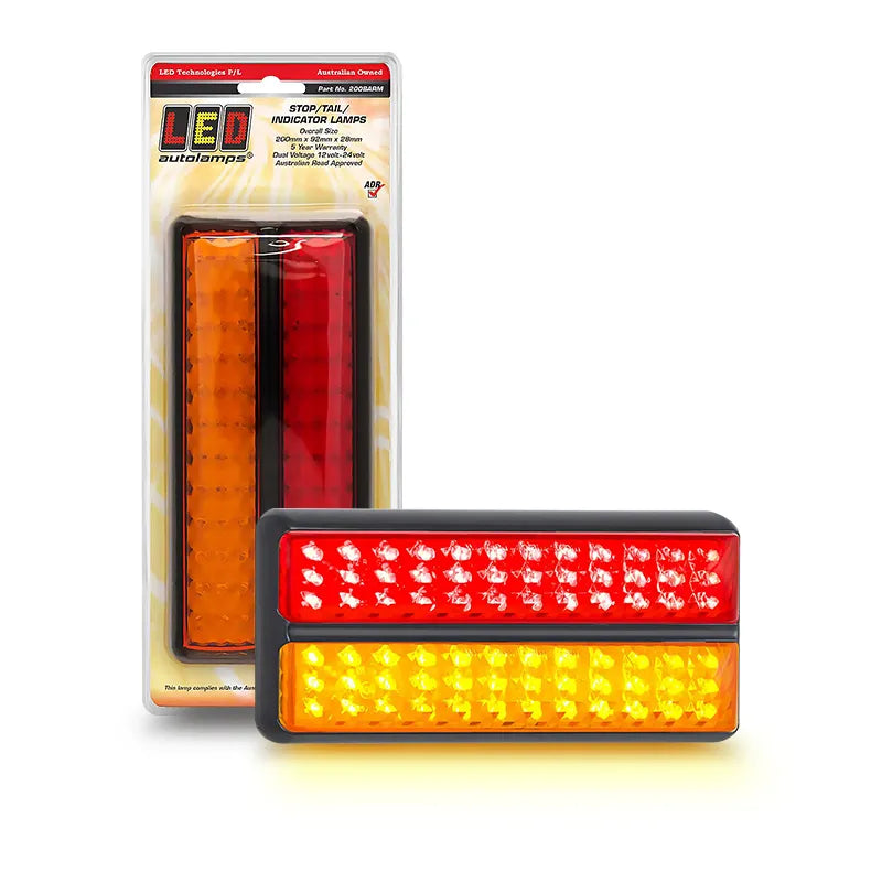 LED Autolamps 200BARM Multi Volt Stop/Tail/Indicator Assembly 72 LEDs With Black Bracket